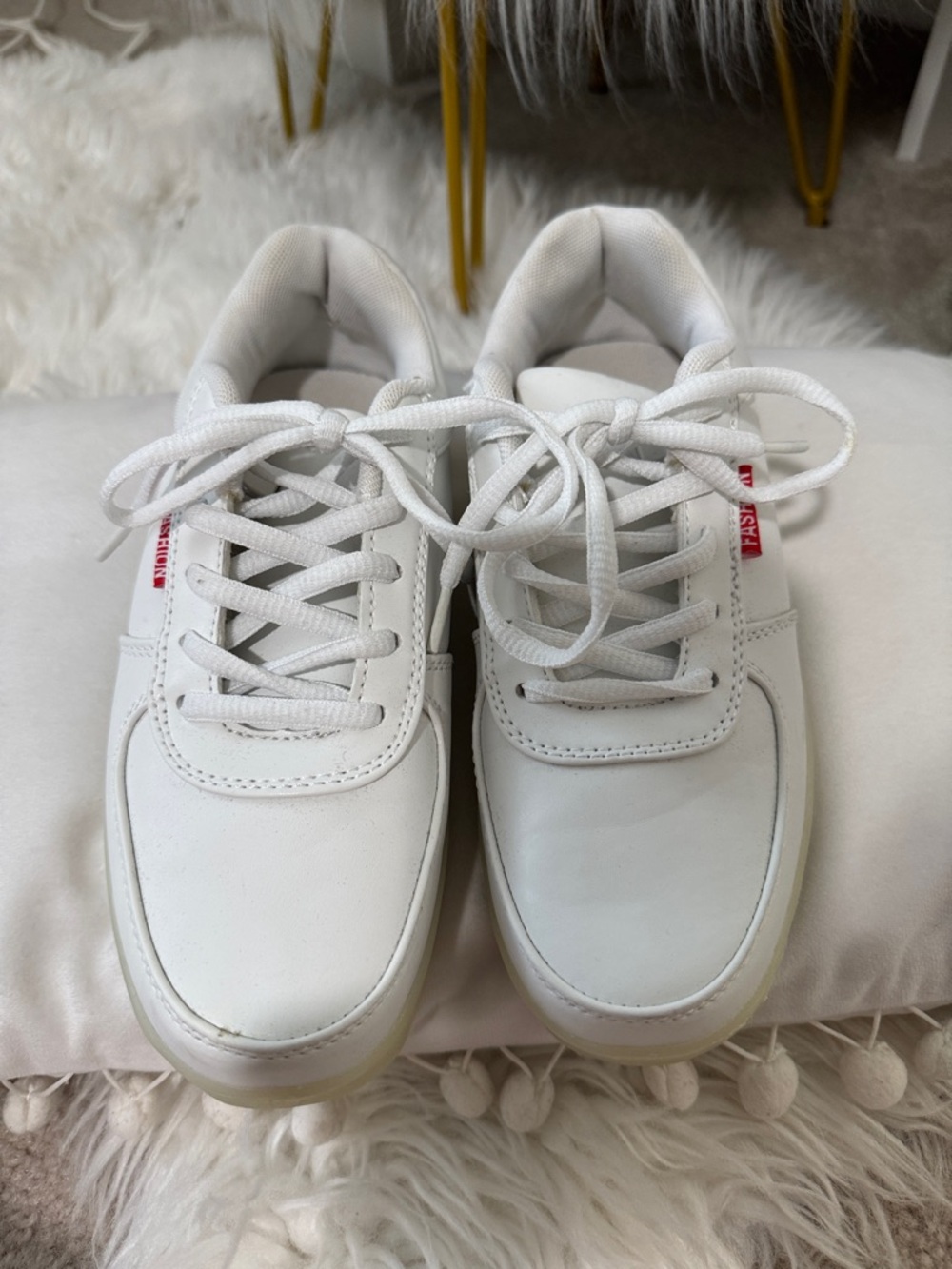 Fashion Nova White Lace-Up Sneakers that light-up!